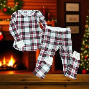 Old Navy Kids Sz Small Pajamas PJ Thermal Top & Bottom Set Leggings Tartan Plaid